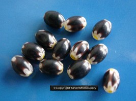 Cane CHEVRON beads lamp work fused art glass beads BLACK multicolored GBS010 - £3.05 GBP