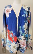 Johnny Was 100% Silk Blouse Size-1X Multicolor Floral Print - $138.58