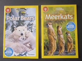 Lot of 2 Readers Series 1 Polar Bears&amp;Meerkats Nat&#39;l Geographic Kids Laura Marsh - £9.34 GBP