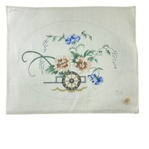 Julie Hand Painted Needlepoint Canvas Floqwea in Wheelbarrow  75A - £33.59 GBP