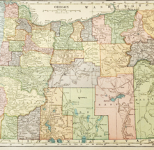 1917 Oregon State Map Antique Atlas Of The World United States WW1 Era U... - $554.45 MXN