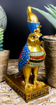 Egyptian God Horus Falcon Bird With Pschent Crown On Royal Pedestal Figurine - £19.47 GBP