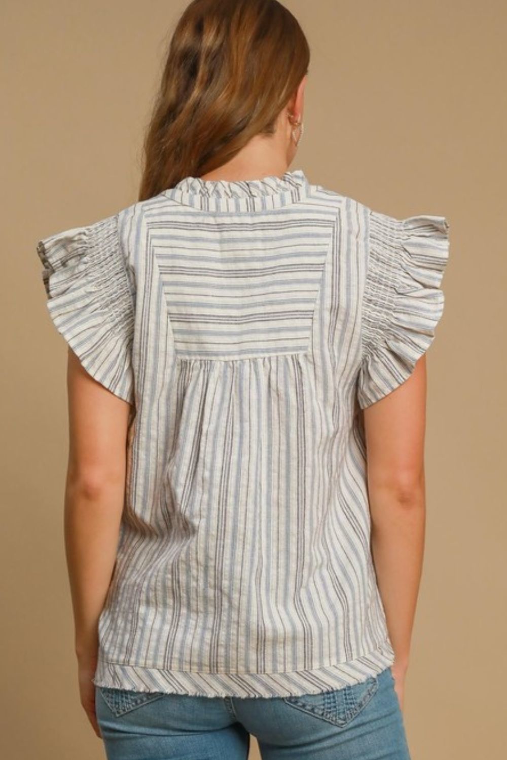 Umgee Full Size Striped Babydoll Top Plus Size Item image 3