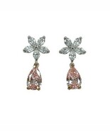 1.30 CT Pear Lab Grown Pink Diamond Bridal Dangle Earrings 14k Gold - €952,57 EUR