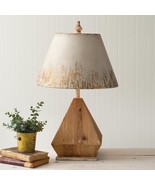 Table Lamp with Wooden Base and Golden Flaked Metal Shade - £136.71 GBP