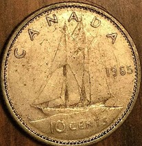 1965 Canada Silver 10 Cents Coin - £2.35 GBP