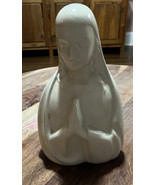 Vintage  Matte Pottery Planter White Praying Madonna Mary Prayer Hands 9” - $351.63 MXN