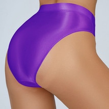 M-2XL High Waist Glossy Briefs Bottoms Shiny Silky Smooth Pants Sexy Underwear - £7.36 GBP+