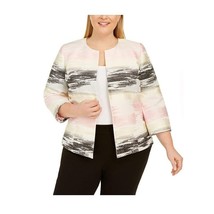 Kasper Womens Plus 16W Tutu Pink Multi 3/4 Sleeves Open Front Jacket NWT CN76 - £51.22 GBP