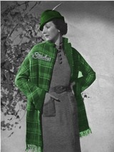 1930s Plaid Coat Hip Length with Collar &amp; Hat, Dress - Knit pattern (PDF 3409) - $4.75