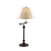 30&quot; Antiqued Bronze Metal Candlestick Table Lamp With Off White Empire Shade - £531.60 GBP