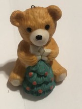 Hallmark Bear With Christmas Tree Christmas Decoration Ornament Small XM1 - £5.45 GBP