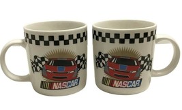 Vintage NASCAR Mugs Gibson Set of 2 Coffee Cups Mug 2002 Stoneware Red Car 18oz - £25.45 GBP