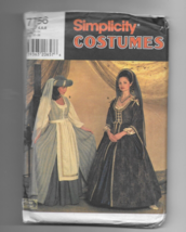 Simplicity 7756 Halloween Costume Pattern Medieval Renaissance Gowns Misses 4-8 - $10.25