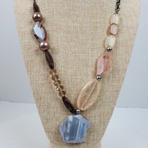 Vintage Hippie Earthy Casual Gemstone Beaded 28 Inch Necklace Brown Tan ... - $26.18