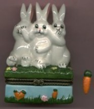 3 No Evil Bunny Rabbit Hinged Box - $11.00
