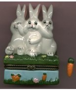 3 NO EVIL BUNNY RABBIT HINGED BOX - £8.64 GBP