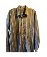 Burberrys Mens Large Button Up Shirt Green Purple Plaid Cotton Long Sleeve  - $101.55 CAD