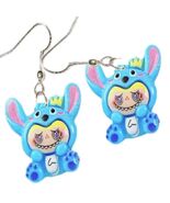 Creepy Cute Resin FUFU MONSTER BUNNY Funky EARRINGS Fang Smile Novelty Jewelry-Q - $8.79