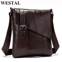 WESTAL Men Leather Messenger Bag Men&#39;s Shoulder Bag Genuine Leather Men&#39;s  Small - £71.03 GBP