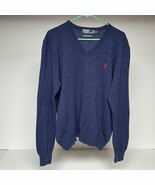 Polo Ralph Lauren 100% Lambs Wool Sweater Men L Long Sleeve Navy Pullove... - $444.72 MXN