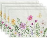 Spring Placemats 12X18 Inches Set of 4, Flower Butterfly Seasonal Farmho... - $14.41