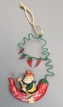 Southwestern Christmas Ornament Cowboy Santa Riding Red Chili Pepper Canoe Boat - £17.51 GBP