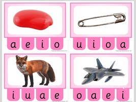 PINK SERIES - Vowel Sounds - Montessori Activity - 48 Clothespin Cards - £26.39 GBP