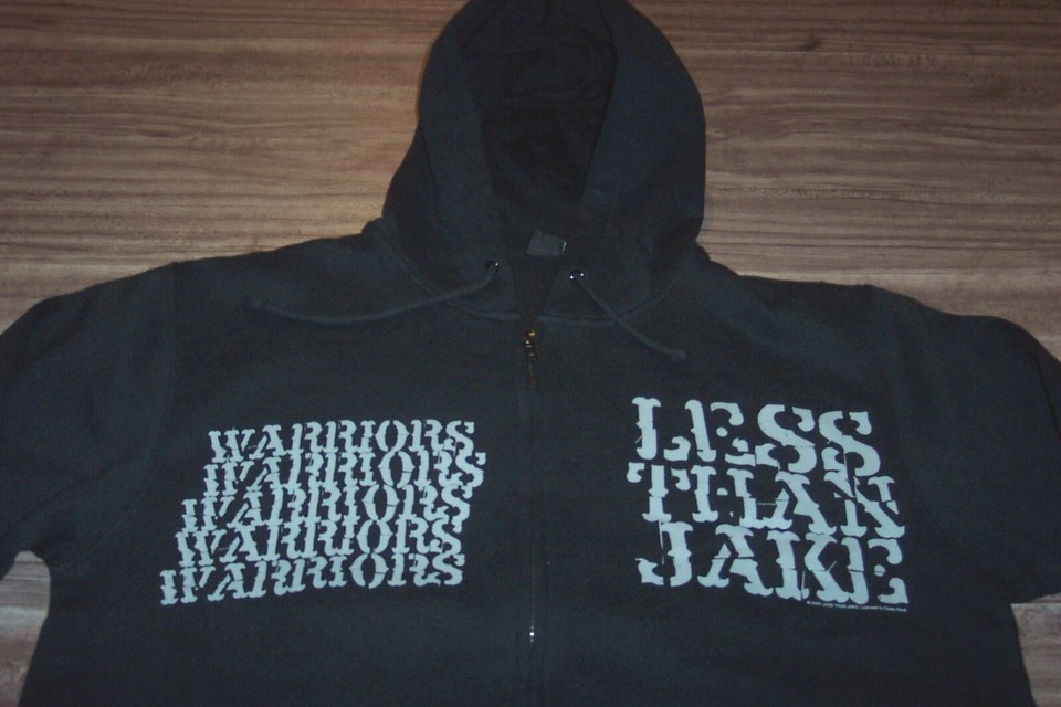 LESS THAN JAKE WARRIORS ZIPPERDOWN HOODIE HOODED Sweatshirt Ska Band LARGE NEW Item image 2