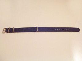 Watch Strap Band one piece Military style Blue nylon 18mm 20mm 22mm S38 - $12.42