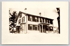 RPPC Beautiful Home on the Hill Winter Snow Holiday Wreaths Windows Postcard S24 - £8.64 GBP