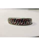 RED and BLACK Enameled Animal Print RING in Sterling Silver - Size 7 1/4 - $42.00