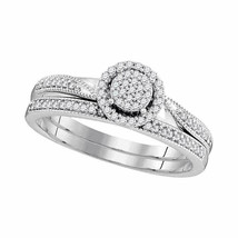 10kt White Gold Round Diamond Bridal Wedding Ring Band Set 1/5 Cttw - £283.91 GBP