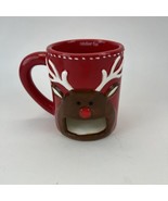Mudpie Reindeer Fuel mug cup with cookie snack holder Christmas Winter Coffee - $9.89