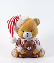 Teddy Bear Figurine Ceramic 6&quot; x 5&quot; Wearing Night Clothes Vintage - £5.61 GBP