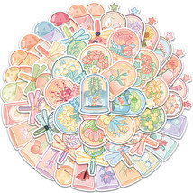 50 pieces cute pink flowers waterproof decoration sticker - $11.00
