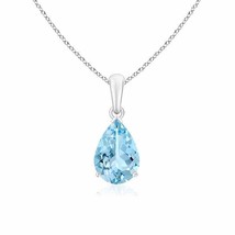 ANGARA Aquamarine Solitaire Pendant Necklace in Silver for Women (10x7mm) - $354.42+