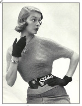 1950s Sweater, Short Dolman Sleeves - Crochet pattern (PDF 5019) - $3.75