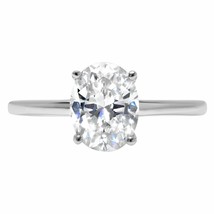 1Ct Oval LC Moissanite Solitaire Engagement Ring White Gold-Plated Silver - £66.36 GBP