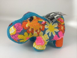 Terry Stuff Cloth Hippo Plush Stuffed Animal Flower Neon The Rushton Com... - £46.89 GBP