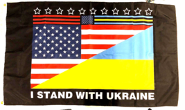 I stand with Ukraine USA Flag 3 x 5 ft Large - Premium DURA Quality FREE ship - £9.80 GBP