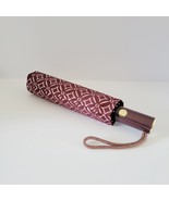 Michael Kors Travel Umbrella Push Button Folding Oxblood 35F4RTFN1M - $59.38
