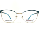 Modern Art Eyeglasses Frames A620 Satin Teal/Gold Cat Eye Full Rim 54-16... - $41.86
