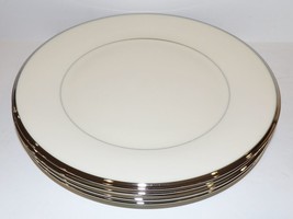 Exquisite Set Of 4 Lenox China Solitaire Platinum Trim 10 5/8&quot; Dinner Plates - £51.05 GBP