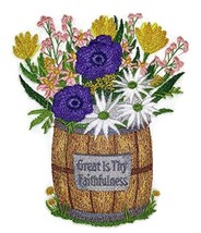 Custom and Unique Spring Blooms with Vase[Great is Thy Faithfulness ] Embroidere - £25.71 GBP