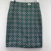 J Crew Womens Pencil Skirt Size 6 Green Blue Lattice Geometric Print Lined - £14.23 GBP