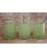 MCM VTG Diamond Weave Lime Green Frosted Double Old Fashion Glasses 3 DH... - $30.00