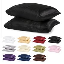 DreamHome Satin King Pillowcase, Black , Pair - £9.32 GBP
