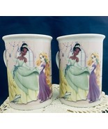 Disney 5 Princesses 2 Porcelain 10 Oz pink mugs - $10.84