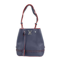 Louis Vuitton Lock Me Bucket Shoulder Bag Leather Marine Rouge - £2,342.00 GBP